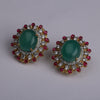 Emerald Glow CZ & Semi-Precious Stud Earrings