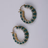 Freya Green Semi-Precious Stone Hoop Earrings with CZ Sparkle – Gold Plated Designer Hoops