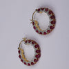 Kaia Red Semi-Precious Stone Hoop Earrings with CZ Sparkle – Gold Plated Designer Hoops