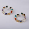 Navratna Hoop Earrings for Women | Silver-Plated Chakra-Inspired Multistone Statement
